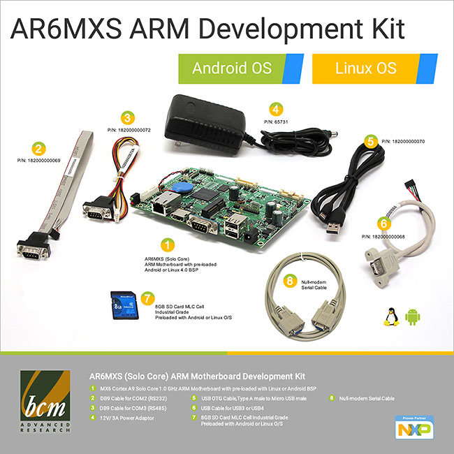 AR6MXS Solo Core Development Kit, Android, Linux, Yocto OS