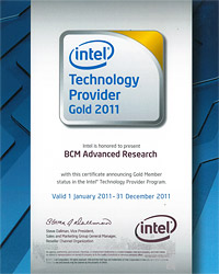 BCM is a Gold member of the Intel Technology Provider 2011
