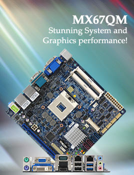MX67QM QM67 Mini ITX supports 2nd generation Intel Core i7, i5, i3 processors
