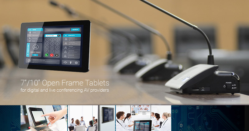 7 and 10 inch Open Frame Tablet for Pro-AV Video Conferencing and Meeting Room Booking Applications