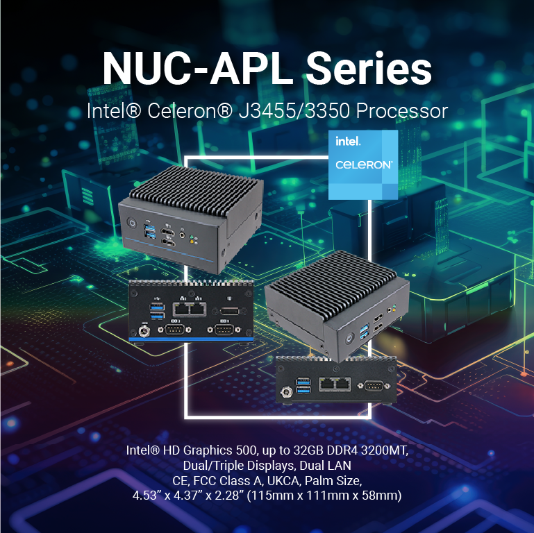 NUC-APL Apollo Lake Palm Size Fanless NUC